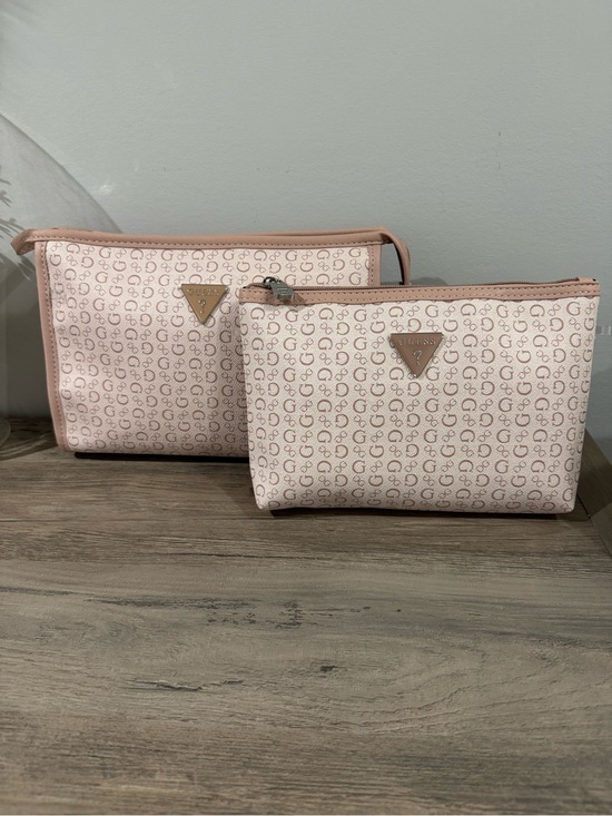 Guess Handbags - Guess Light Pink Monogram Cosmetic Pouch Duo